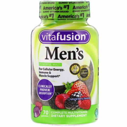 VitaFusion, 男性用コンプリートマルチビタミン、天然ベリー風味、グミ70粒
