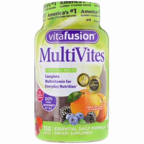 VitaFusion, MultiVites, 必須マルチ, ナチュラルベリー, ピーチ & オレンジ風味, グミ150粒