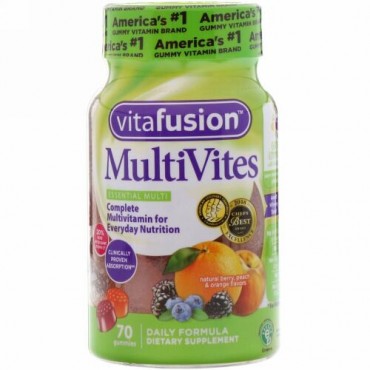 VitaFusion, マルチバイト, コンプリートマルチビタミン, 天然ベリー＆ピーチ＆オレンジ味, 70粒