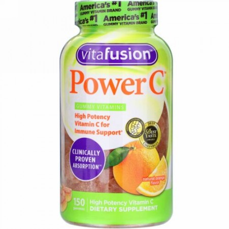 VitaFusion, Power C（パワーC）、高濃度ビタミンC、天然オレンジ味、グミ150粒