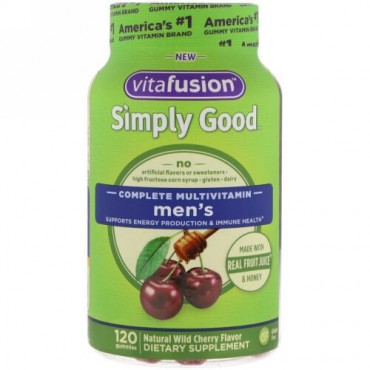 VitaFusion, とにかく良い、男性用完全マルチビタミン、天然ワイルドチェリーフレーバー、120グミ (Discontinued Item)