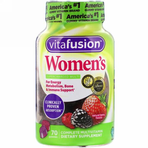 VitaFusion, 女性用コンプリートマルチビタミン、天然ベリー風味、グミ70粒
