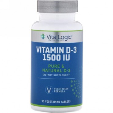 Vita Logic, ビタミンD-3、1,500 IU、植物性錠剤90錠 (Discontinued Item)