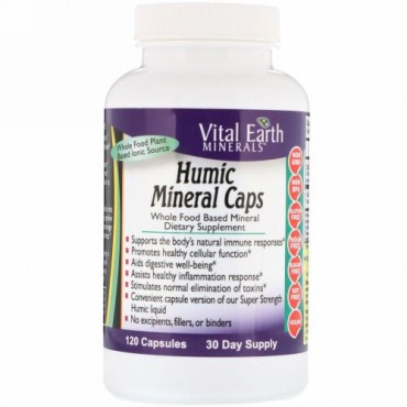 Vital Earth Minerals, フルボ酸ミネラルカプセル、120粒