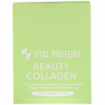 Vital Proteins, 美容コラーゲン、キュウリアロエ、14袋、各0.53 oz (15 g) (Discontinued Item)