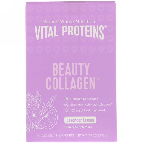 Vital Proteins, ビューティーコラーゲン、ラベンダーレモン、14パケット、各0.53オンス (15 g) (Discontinued Item)