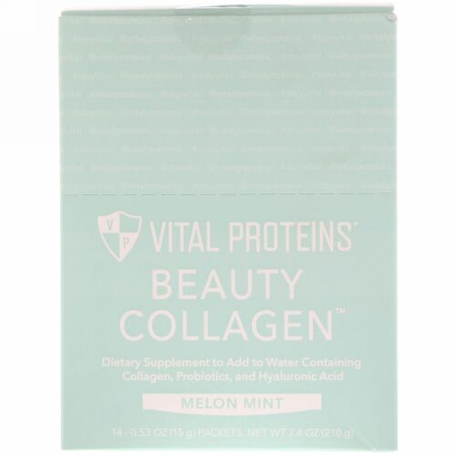 Vital Proteins, Beauty Collagen, Melon Mint, 14 Packets, 0.56 oz (16 g) Each (Discontinued Item)