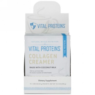 Vital Proteins, コラーゲンクリーマー、ココナッツ、10袋、各0.85 oz (24 g) (Discontinued Item)