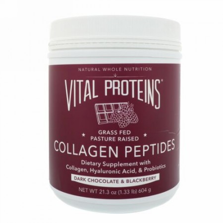Vital Proteins, コラーゲンペプチド、ダークチョコレート＆ブラックベリー、21.3 oz (604 g) (Discontinued Item)