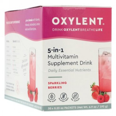 Vitalah, Oxylent, Multivitamin Supplement Drink, Sparkling Berries, 30 Packets, 0.23 oz (6.4 g) Each (Discontinued Item)