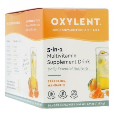 Vitalah, Oxylent, Multivitamin Supplement Drink, Sparkling Mandarin, 30 Packets, 0.23 oz (6.4 g) Each (Discontinued Item)