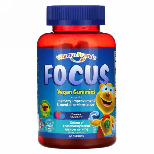 Vitamin Friends, Focus, Vegan Gummies, Berries, 60 Gummies