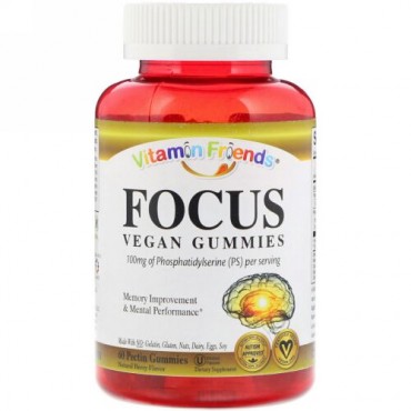 Vitamin Friends, Focus, Vegan Gummies, Natural Berry Flavor, 60 Pectin Gummies (Discontinued Item)