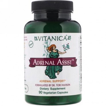 Vitanica, アドレナルアシスト、副腎サポート、ベジキャップ90錠