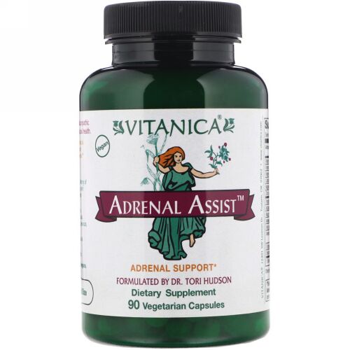Vitanica, アドレナルアシスト、副腎サポート、ベジキャップ90錠