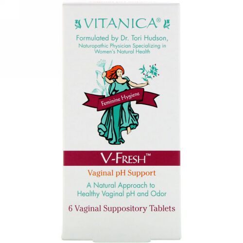 Vitanica, V-フレッシュ, 膣のサポート, 6膣坐剤錠 (Discontinued Item)