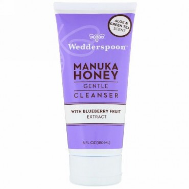 Wedderspoon, Manuka Honey, Gentle Cleanser, With Blueberry Fruit Extract, Aloe & Green Tea Scent, 6 fl oz (180 ml) (Discontinued Item)