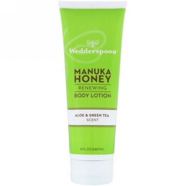 Wedderspoon, Manuka Honey, Renewing Body Lotion, Aloe & Green Tea Scent, 8 fl oz (240 ml) (Discontinued Item)