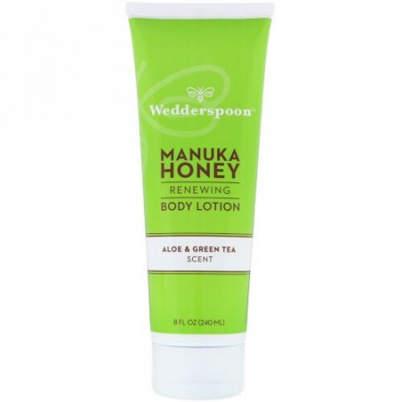Wedderspoon, Manuka Honey, Renewing Body Lotion, Aloe & Green Tea Scent, 8 fl oz (240 ml) (Discontinued Item)