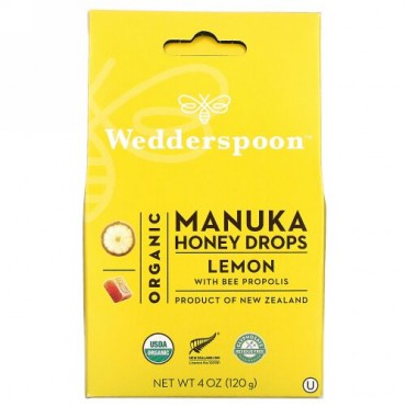 Wedderspoon, オーガニックマニカハニードロップ、蜂プロポリス入りユーカリノキ、120g（4oz）
