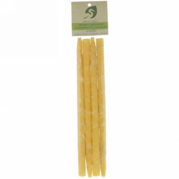 White Egret Personal Care, Herbal Beeswax Therapeutic Candles, 4 Pack (Discontinued Item)