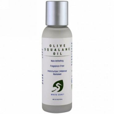 White Egret Personal Care, Olive Squalane Oil, Fragrance Free, 2 fl oz (59 ml) (Discontinued Item)