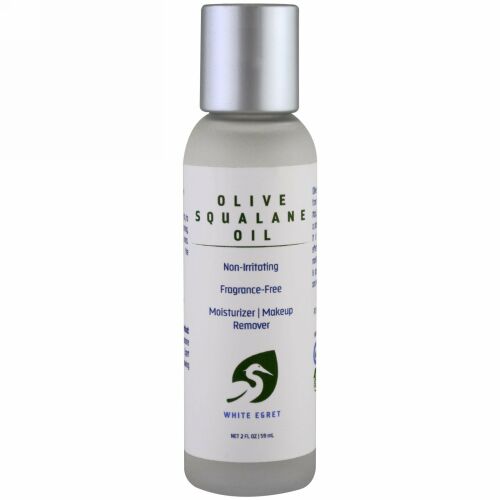 White Egret Personal Care, Olive Squalane Oil, Fragrance Free, 2 fl oz (59 ml) (Discontinued Item)