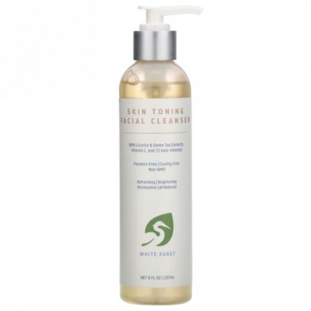 White Egret Personal Care, スキントーニングフェイシャルクレンザー、8液量オンス (237 ml) (Discontinued Item)