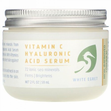White Egret Personal Care, ビタミンCヒアルロン酸セラム、2 液体 オンス（59 ml）