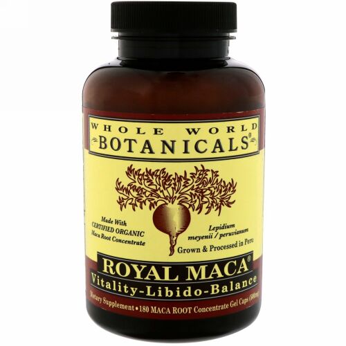 Whole World Botanicals, ローヤルマカ®, 500 mg, 180 ジェルカプセル