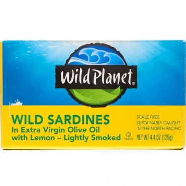 Wild Planet, レモン配合エクストラバージンオイル漬けイワシ, 4.4オンス (125 g)