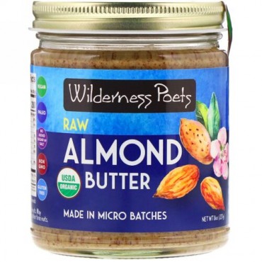 Wilderness Poets, オーガニック、生アーモンドバター、227g（8oz）