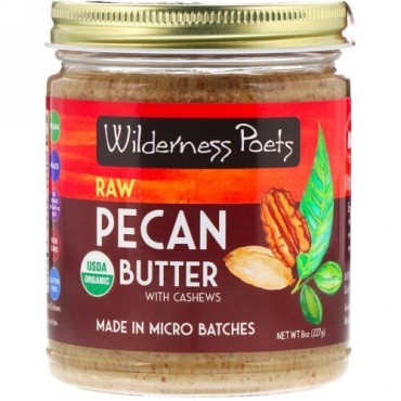 Wilderness Poets, カシューナッツとオーガニック生ペカンバター、227g（8oz）