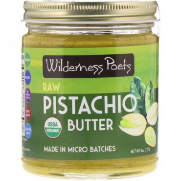 Wilderness Poets, オーガニック生ピスタチオバター、227g（8oz）