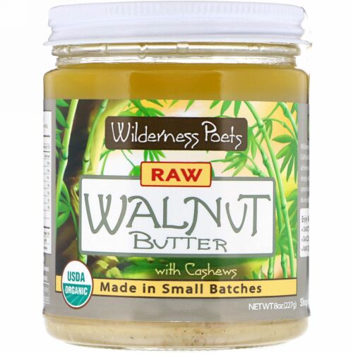 Wilderness Poets, カシューナッツ入り未加工クルミバター、8 oz (227 g) (Discontinued Item)