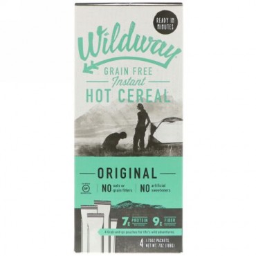 Wildway, 穀物フリーインスタントホットシリアル、オリジナル、4パケット、各1.75オンス (50 g) (Discontinued Item)