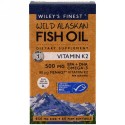 Wiley's Finest, ワイルドアラスカンフィッシュオイル、ビタミンK2、フィッシュオイルソフトジェル60粒