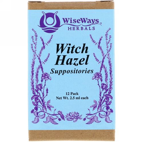 WiseWays Herbals, ウィッチヘーゼルの坐薬、12袋、１袋ごとに2.5ml