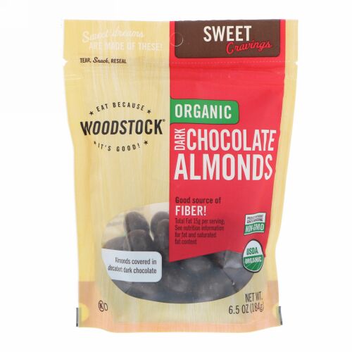 Woodstock, ウッドストックファーム, オーガニック　ダークチョコレート･アーモンド　6.5 oz (184 g) (Discontinued Item)