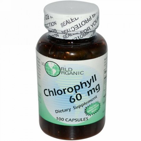 World Organic, クロロフィル、60 mg、100 カプセル