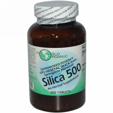 World Organic, シリカ 500, 200 錠