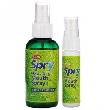 Xlear, スプライ（Spry）, 保湿マウススプレー, ライトミント, 2パック, 4.5液量オンス（134 ml）