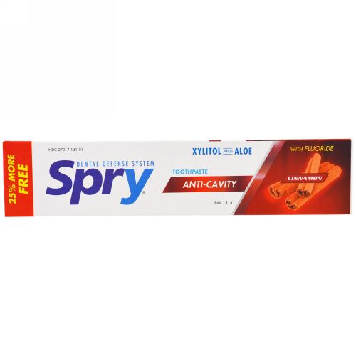 Xlear, Spry, Toothpaste with Fluoride, Anti-Cavity, Cinnamon, 5 oz (141 g) (Discontinued Item)