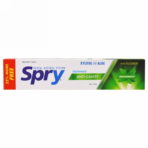 Xlear, Spryトゥースペースト、フッ素、スペアミントで虫歯防止、5オンス（141 g）