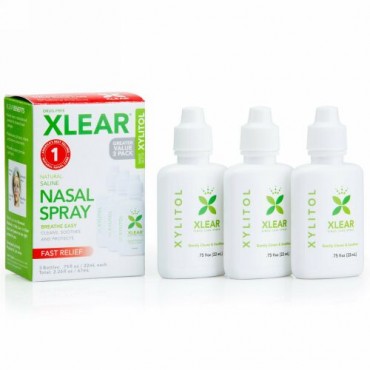 Xlear, キシリトール, 自然な生理食塩水鼻スプレー, 3ボトル, 各0.75液量オンス（22 ml） (Discontinued Item)