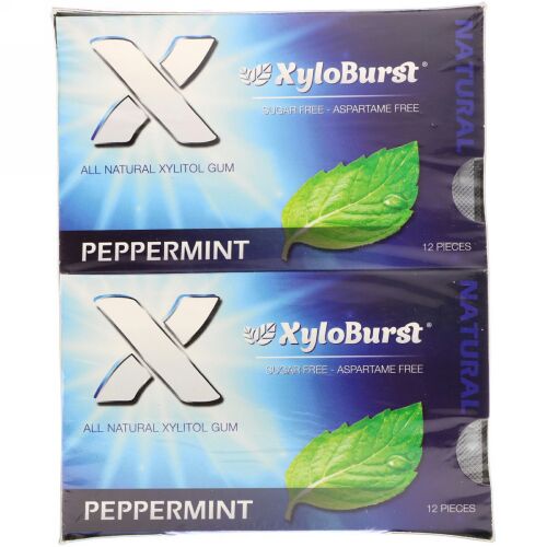 Xyloburst, 天然キシリトールガム、ペパーミント、12パック、各12個入り (Discontinued Item)