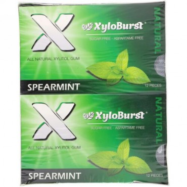 Xyloburst, 天然キシリトールガム、スペアミント、12パック、各12ピース入り (Discontinued Item)