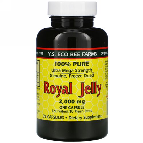 Y.S. Eco Bee Farms, ローヤルゼリー、 100%純粋、 2000 mg、 75カプセル