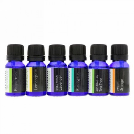Yeouth, セラピーグレード・エッセンシャルオイル、スターターセラピーパック、6パック、各.34 fl oz (10 ml)