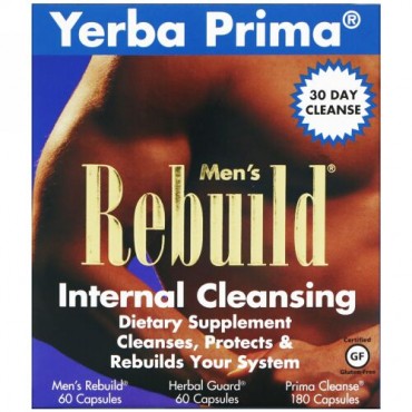 Yerba Prima, メンズリビルド・体内クレンズ、3パートプログラム、3本入り